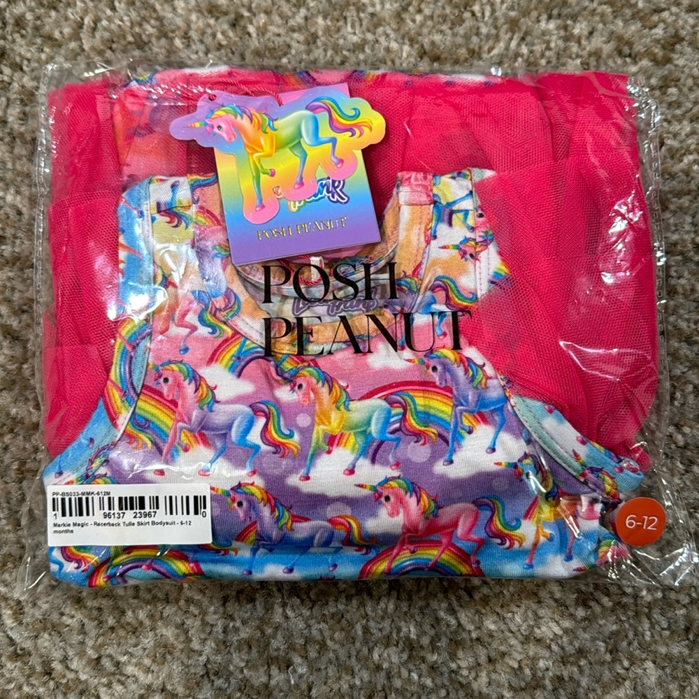 Posh Peanut x Lisa Frank Markie Magic Tulle Bodysuit Dress 6-12 M
